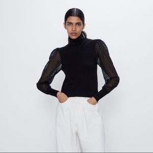 Zara Turtleneck Sweater with Contrast Sleeve